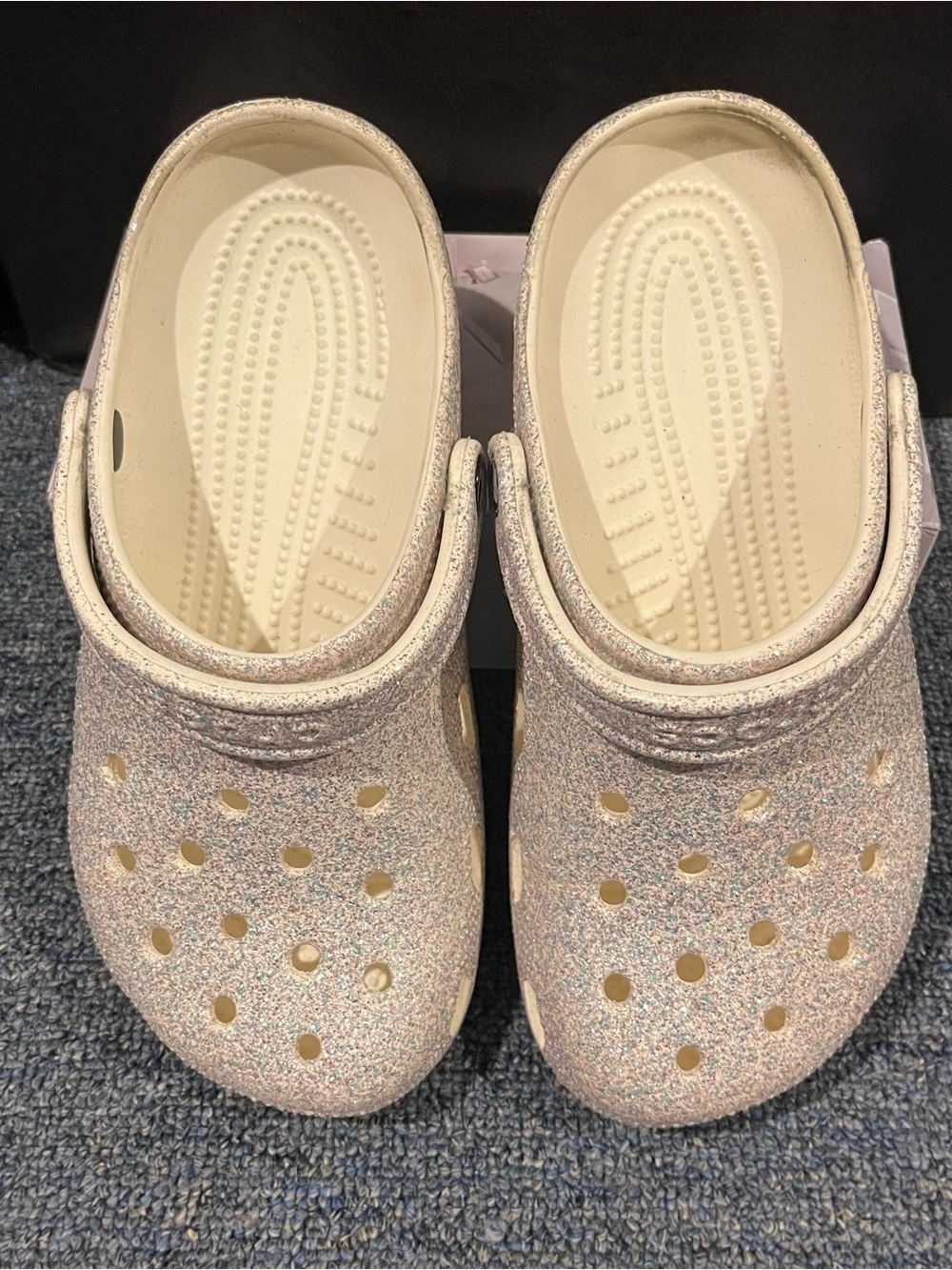 Kids Glitter Crocs in Silver